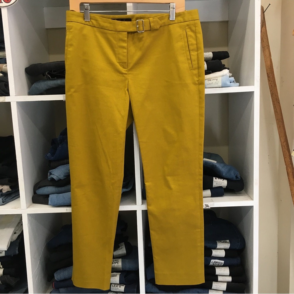 Loro Piana gold/chartreuse twill pants.